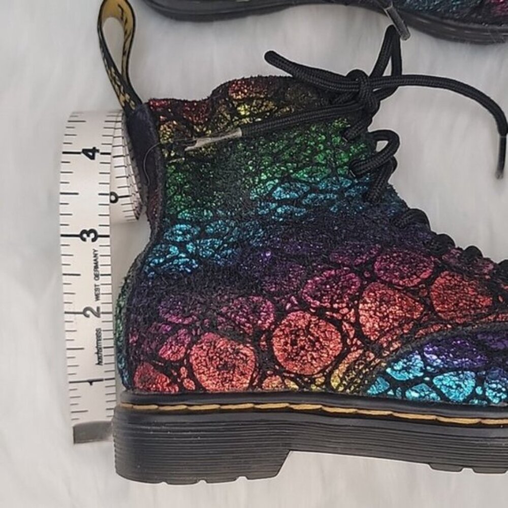 DR. MARTENS 1460 Pascal‎ Girl's Metallic Rainbow Croc Mermaid Zip Punk Boots 9 - Picture 10 of 10